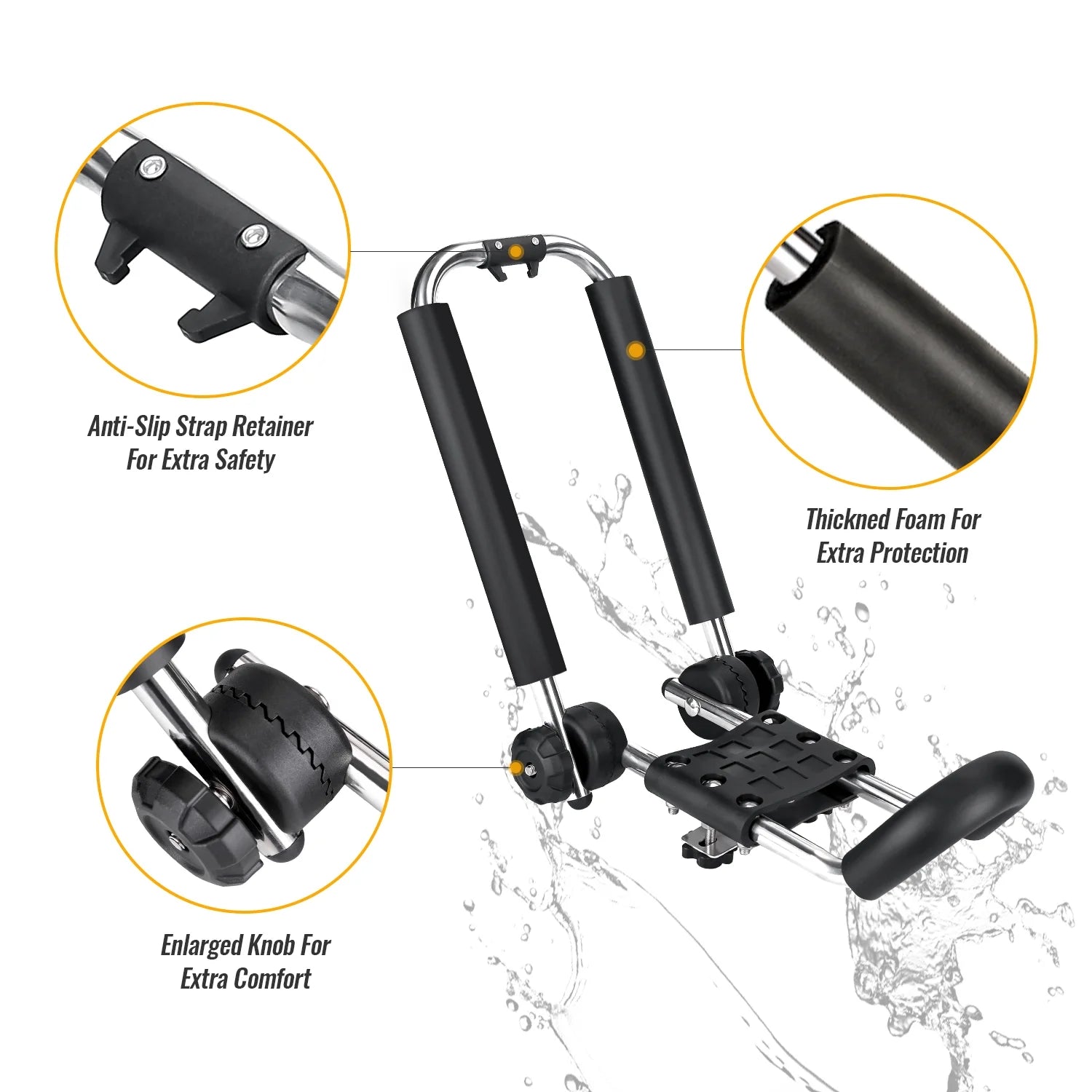 Stainless Steel J-Bar Rack Roof Top Mount with Ratchet Straps, Folding Carrier J461