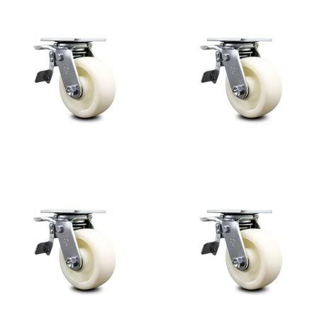 5 inch Nylon Caster Set with Ball Bearings and Total Lock Brakes J860