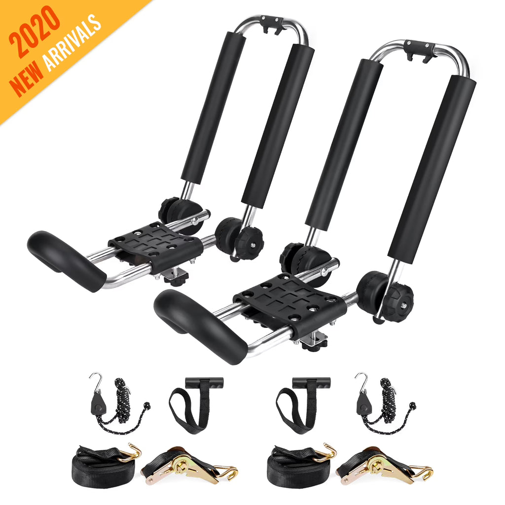 Stainless Steel J-Bar Rack Roof Top Mount with Ratchet Straps, Folding Carrier J461