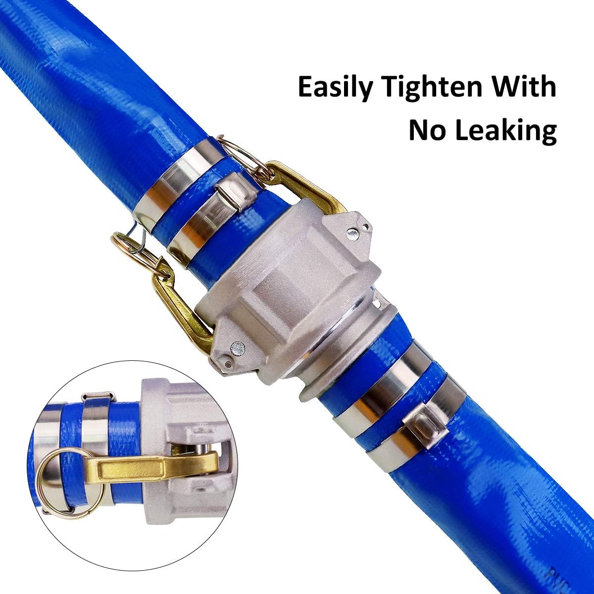 1.5 x 100' Blue PVC Heavy Duty Discharge Hose with Camlock C and E Fittings C419