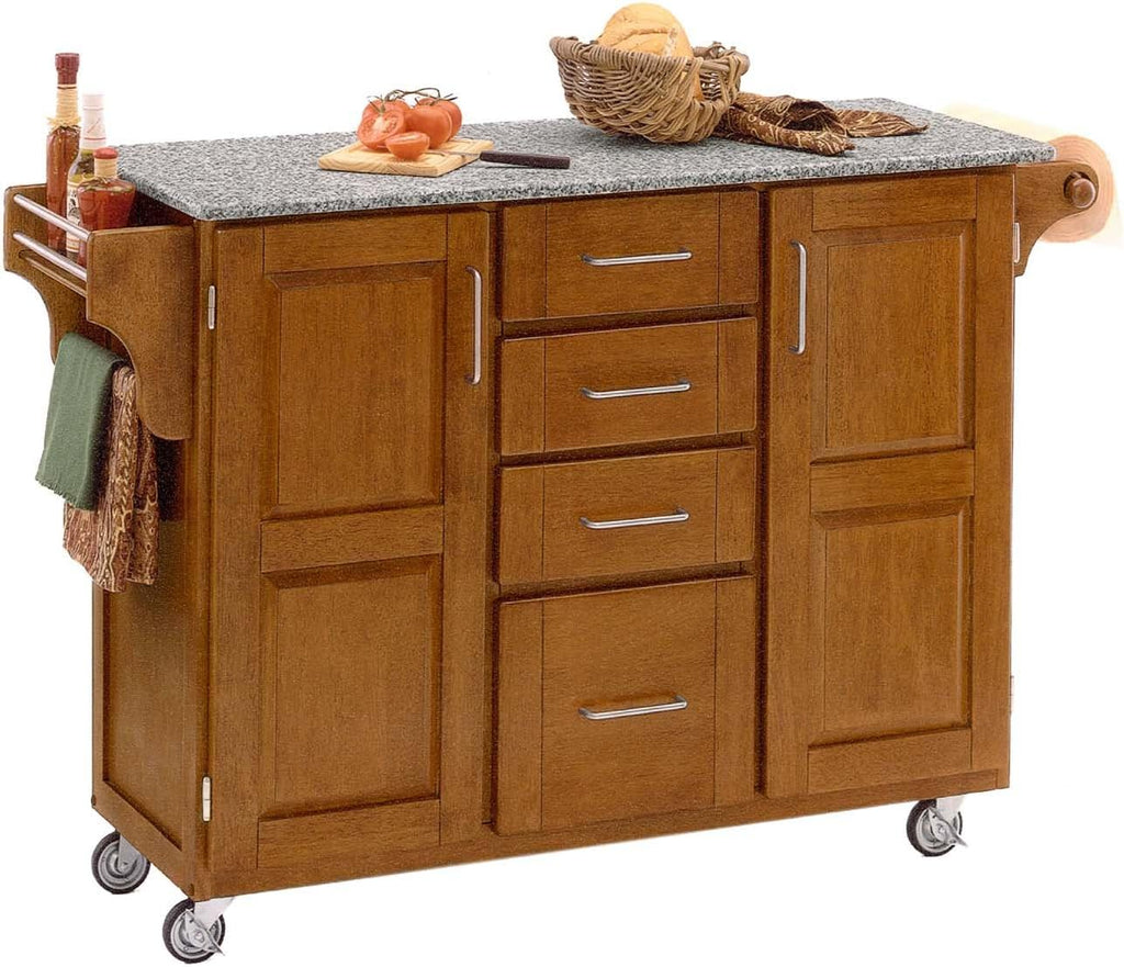 Cherry 2 Door Kitchen Cart with Granite Top F59094