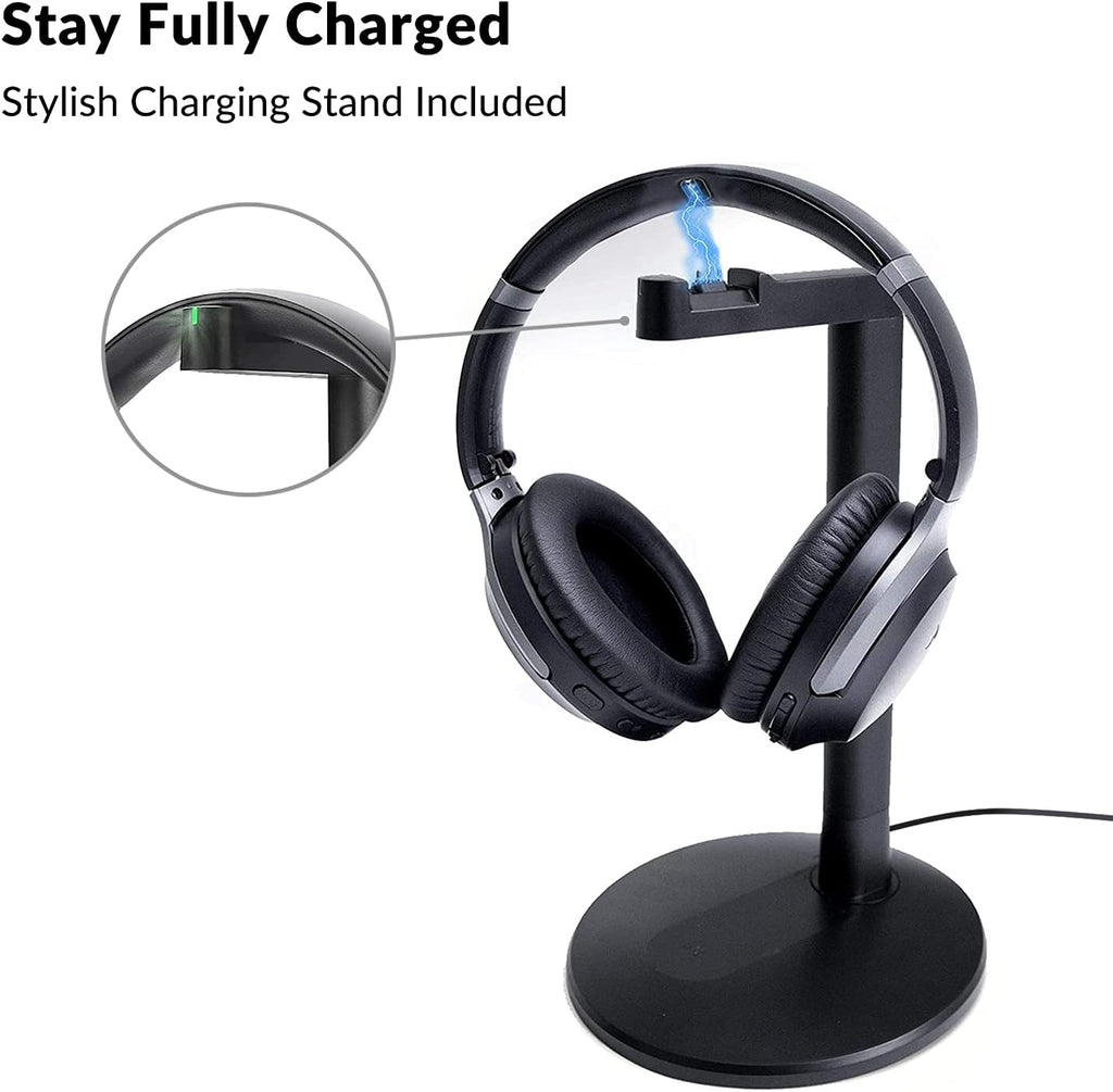 Wireless Noise Cancelling Headphones with Charging Dock Base, Bluetooth 5.0 Headset with Boom Mic M3272