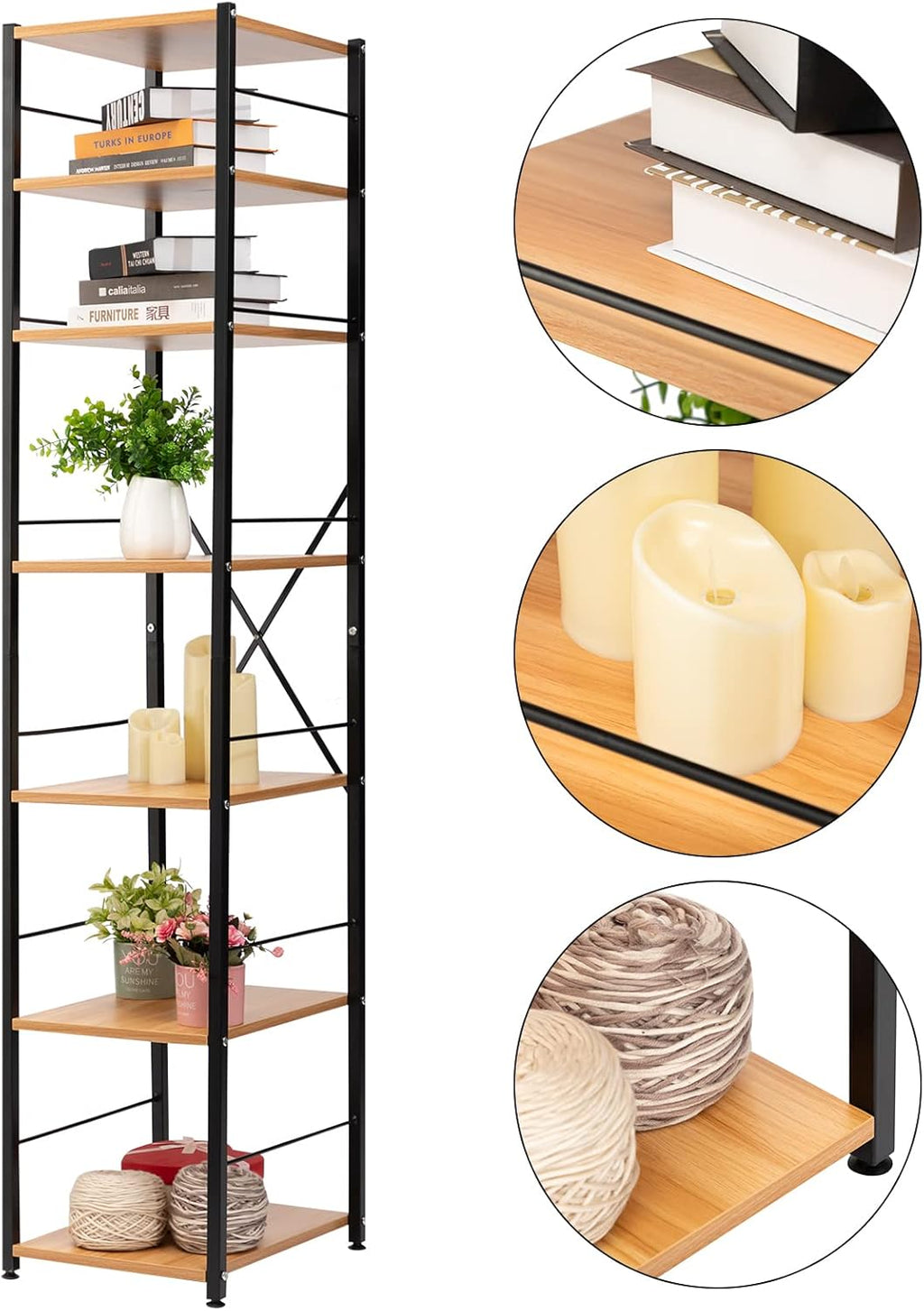 Black 7 Tier Metal Corner Storage Shelf L965