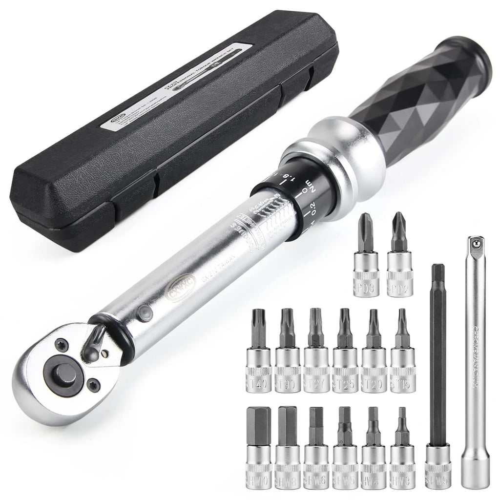 1/4" Drive Click Torque Wrench Set 1-25 Nm Bicycle Tool Kit M57826
