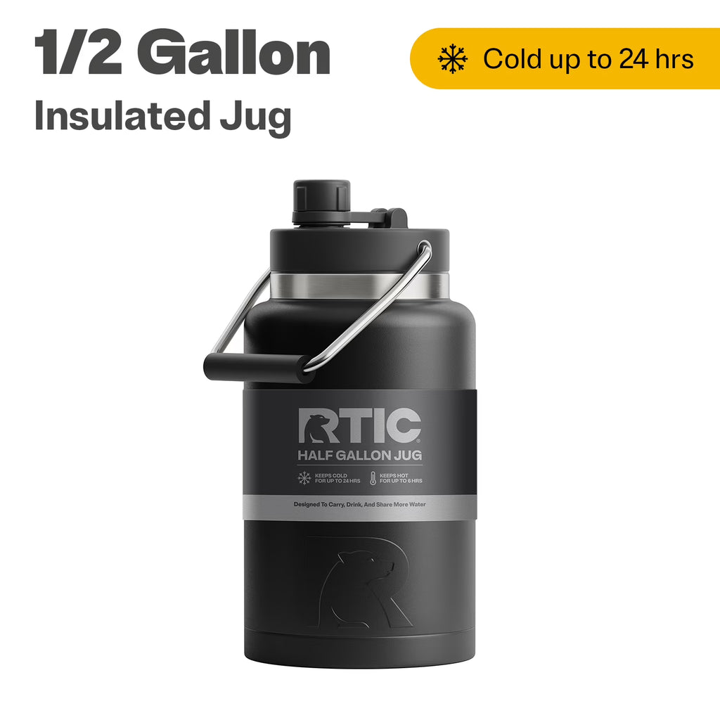 Black Half Gallon Stainless Steel Insulated Jug with Built-In Handle V311