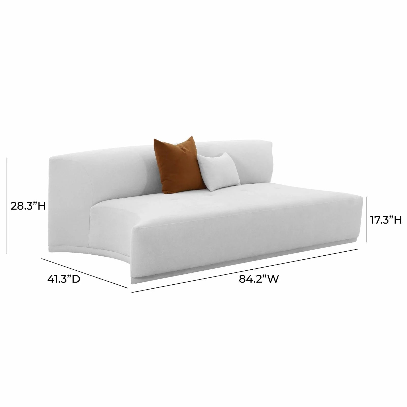 Grey Velvet Modular Armless Loveseat Y88620