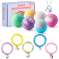 6 Large Organic Bath Bombs with Bracelets Toys for Kids V19387