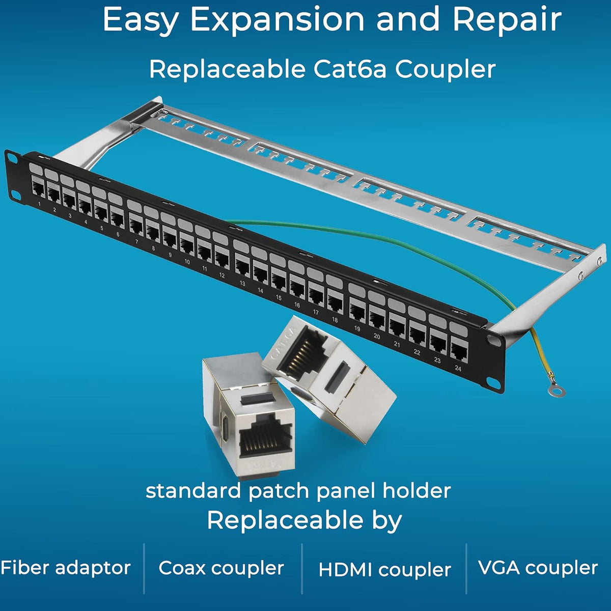 24 Port Cat6A Shielded Patch Panel 1U H814