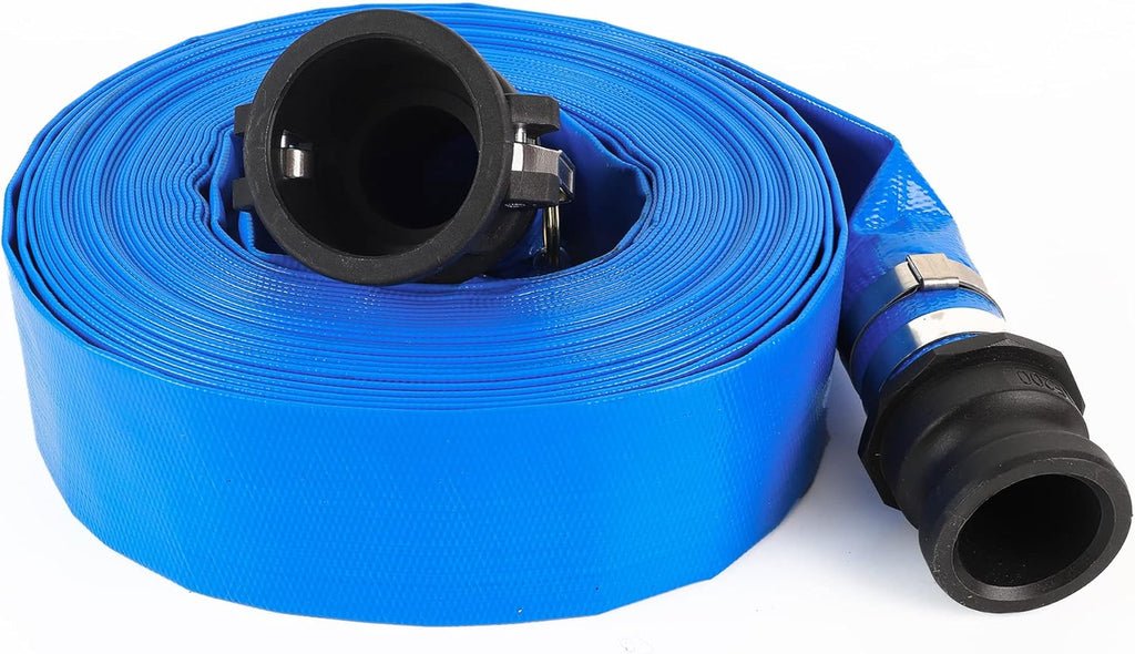 1.5 x 100' Blue PVC Heavy Duty Discharge Hose with Camlock C and E Fittings C419