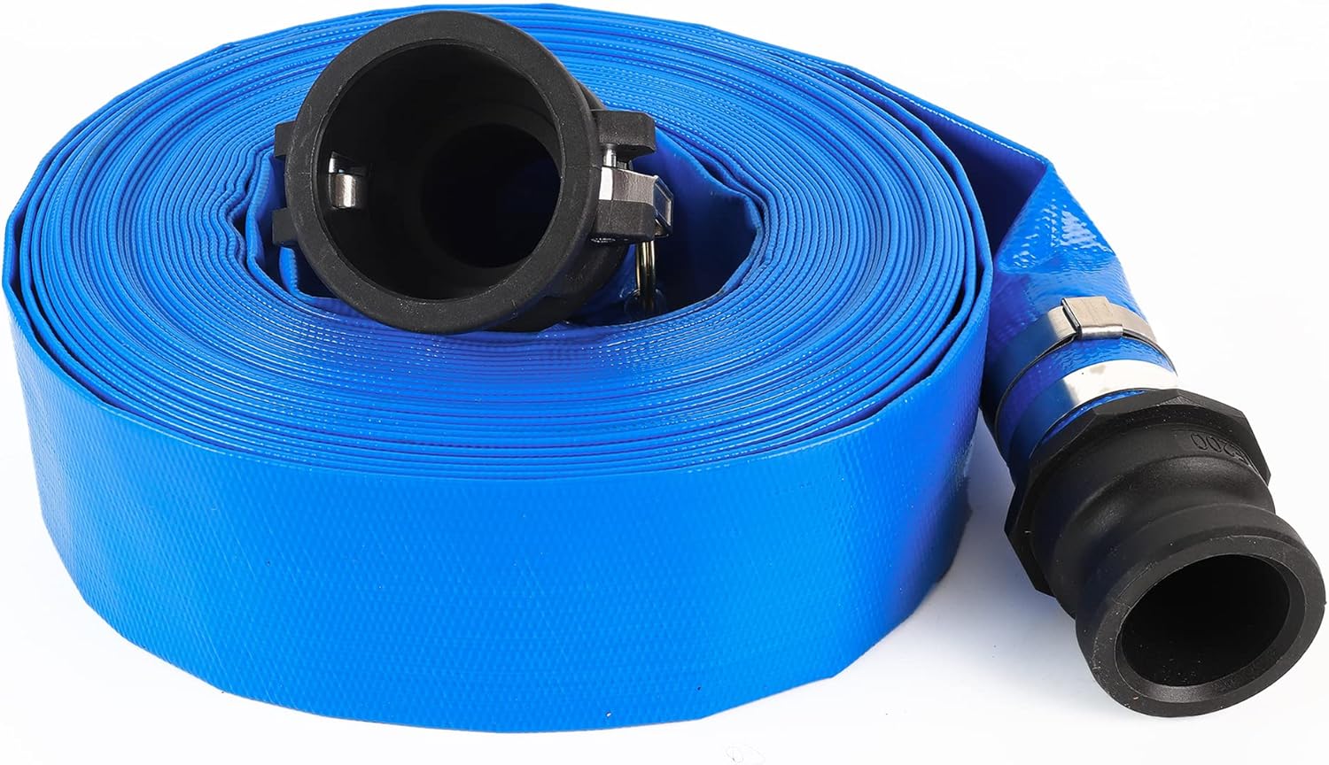 1.5 x 100' Blue PVC Heavy Duty Discharge Hose with Camlock C and E Fittings C419