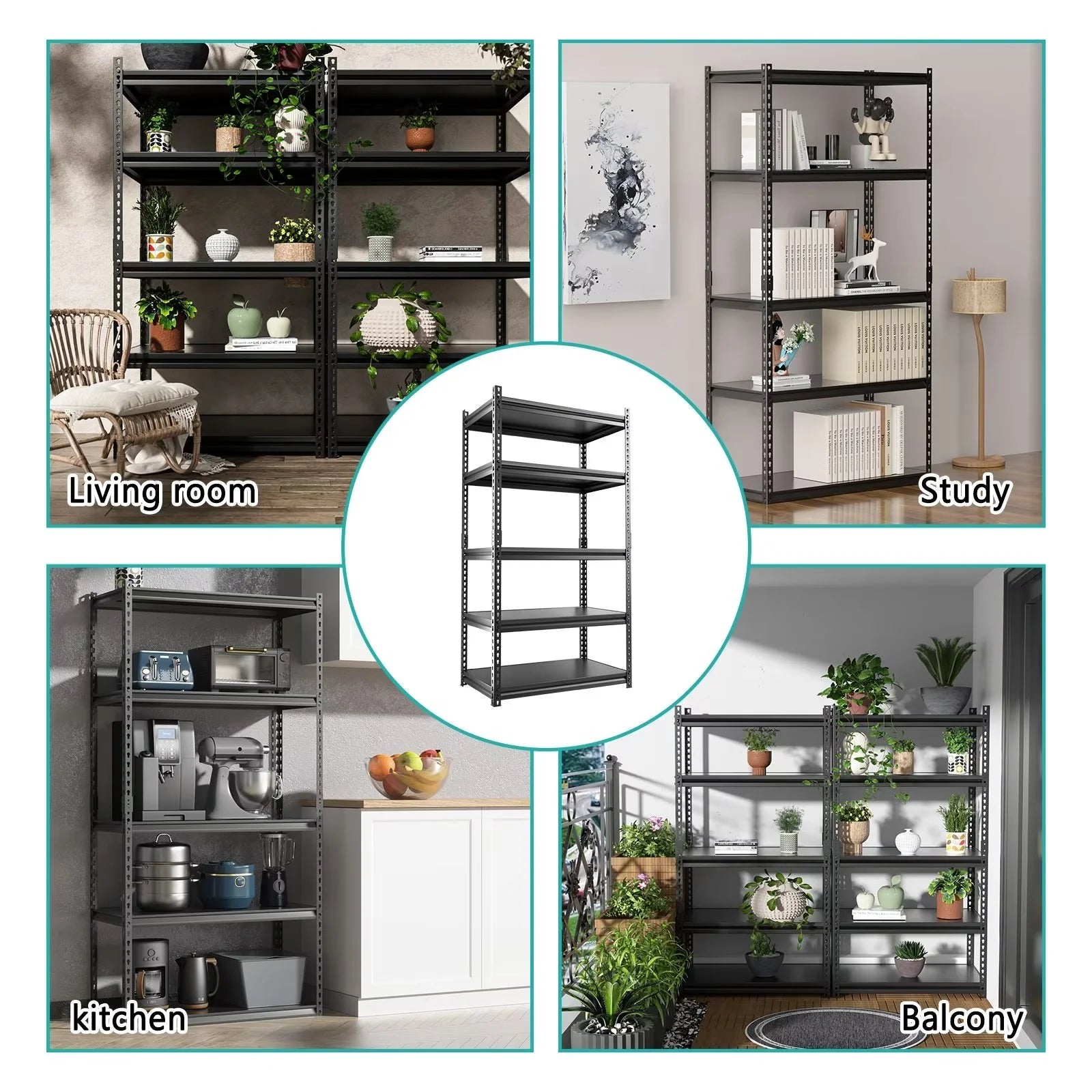 Heavy Duty 5-Tier Metal Garage Storage Shelving Rack, 35.8" W x 16.2" D x 72" H E7352