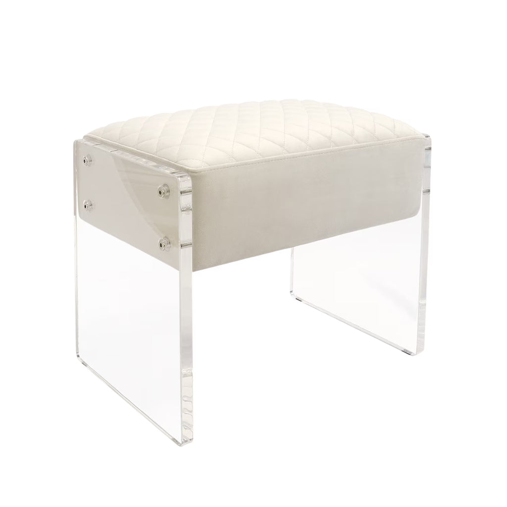Ivory Velvet Stool J534