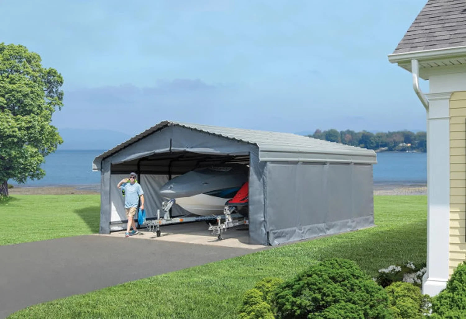 20 x 20 ft. Fabric Carport Enclosure Kit Y16196