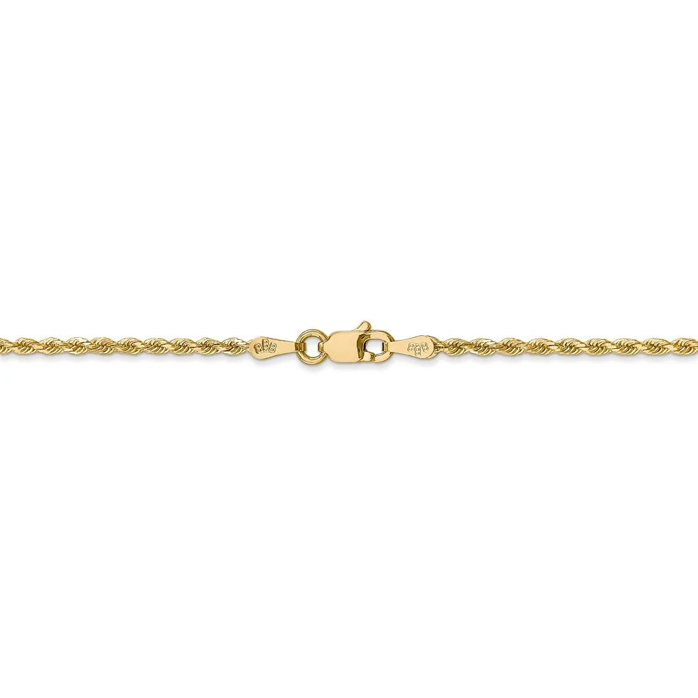 14kt Yellow Gold Diamond Cut Rope Chain with Lobster Clasp, 16 inch M119