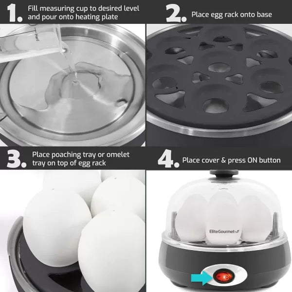 Charcoal Grey 7 Egg Capacity Electric Egg Cooker B9599
