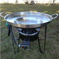 3 in 1 Concave Comal Stainless Steel 22" Set with Propane Burner Stove & Heavy Duty Metal Cast Iron Stand N1605