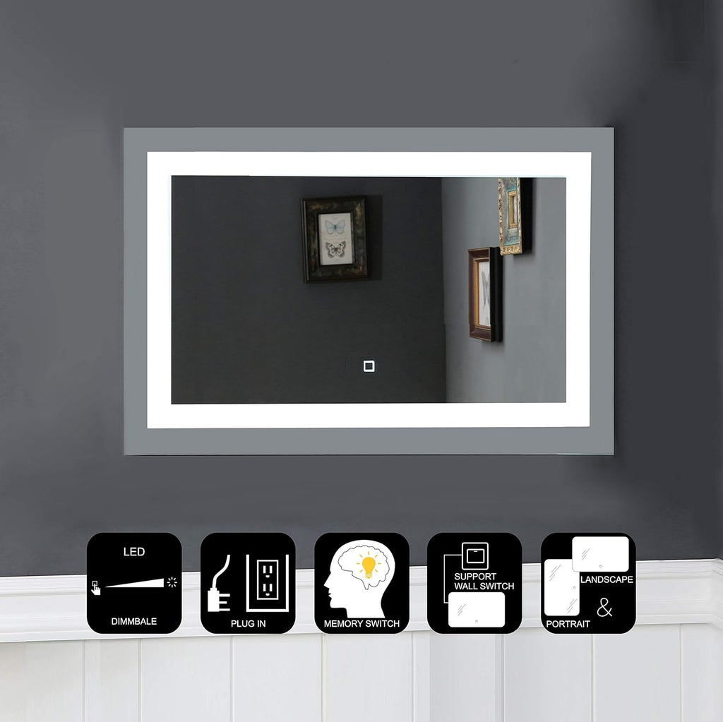 LED Lighted Bathroom Mirror Wall Mounted Vanity Mirror 60 Wx40 H J666