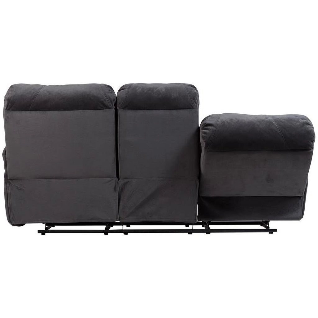Steel Gray Plush Reclining Sofa R2171