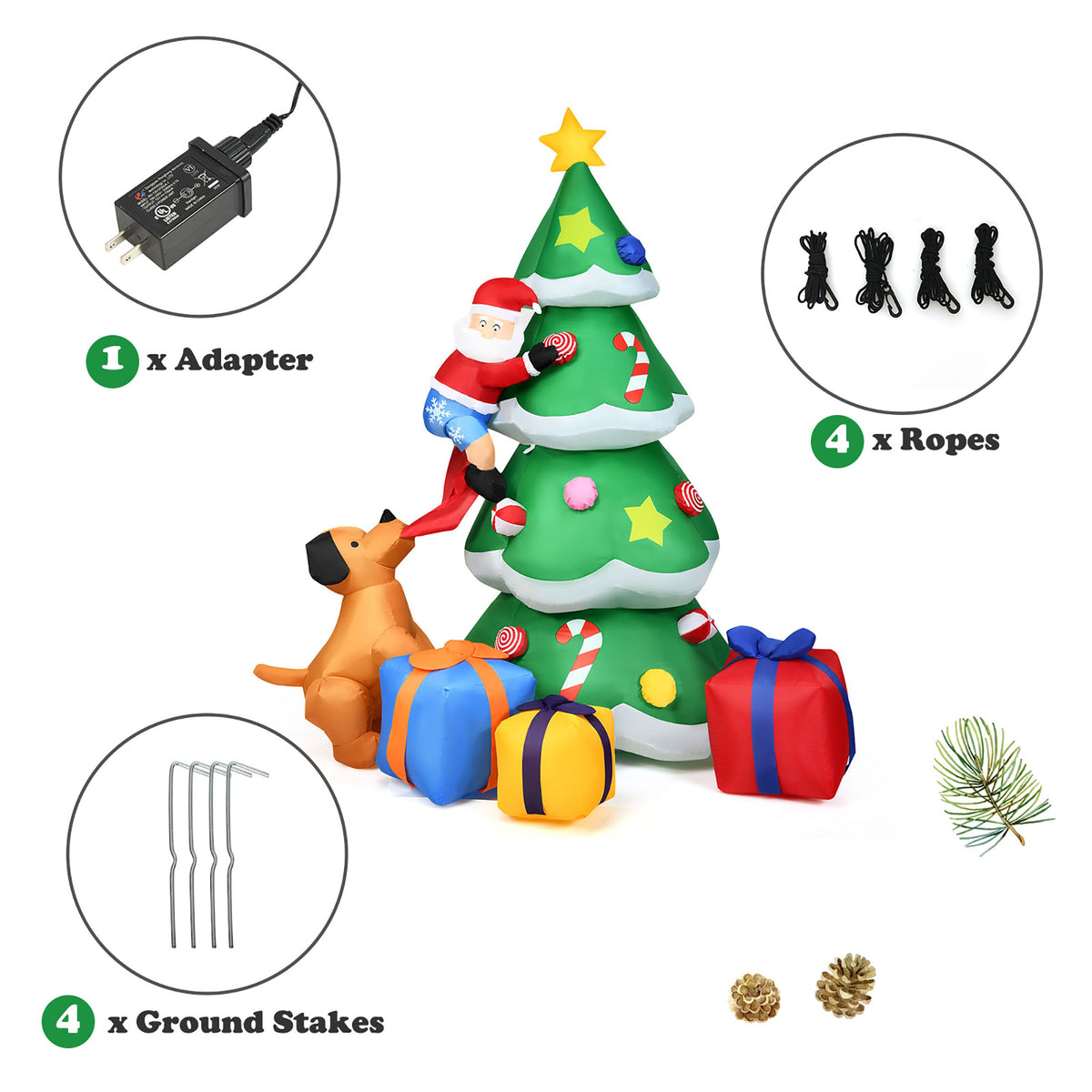 7 FT Inflatable Christmas Tree with LED Lights A9520