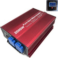 2000W Pure Sine Wave Inverter 12V to 120V AC with 2 AC Outlets, DC5V 2 Amp USB Output, LCD Wire Remote Kit and OFC Battery Cables E120