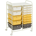 Yellow 15-Drawer Rolling Organizer Cart Y62158