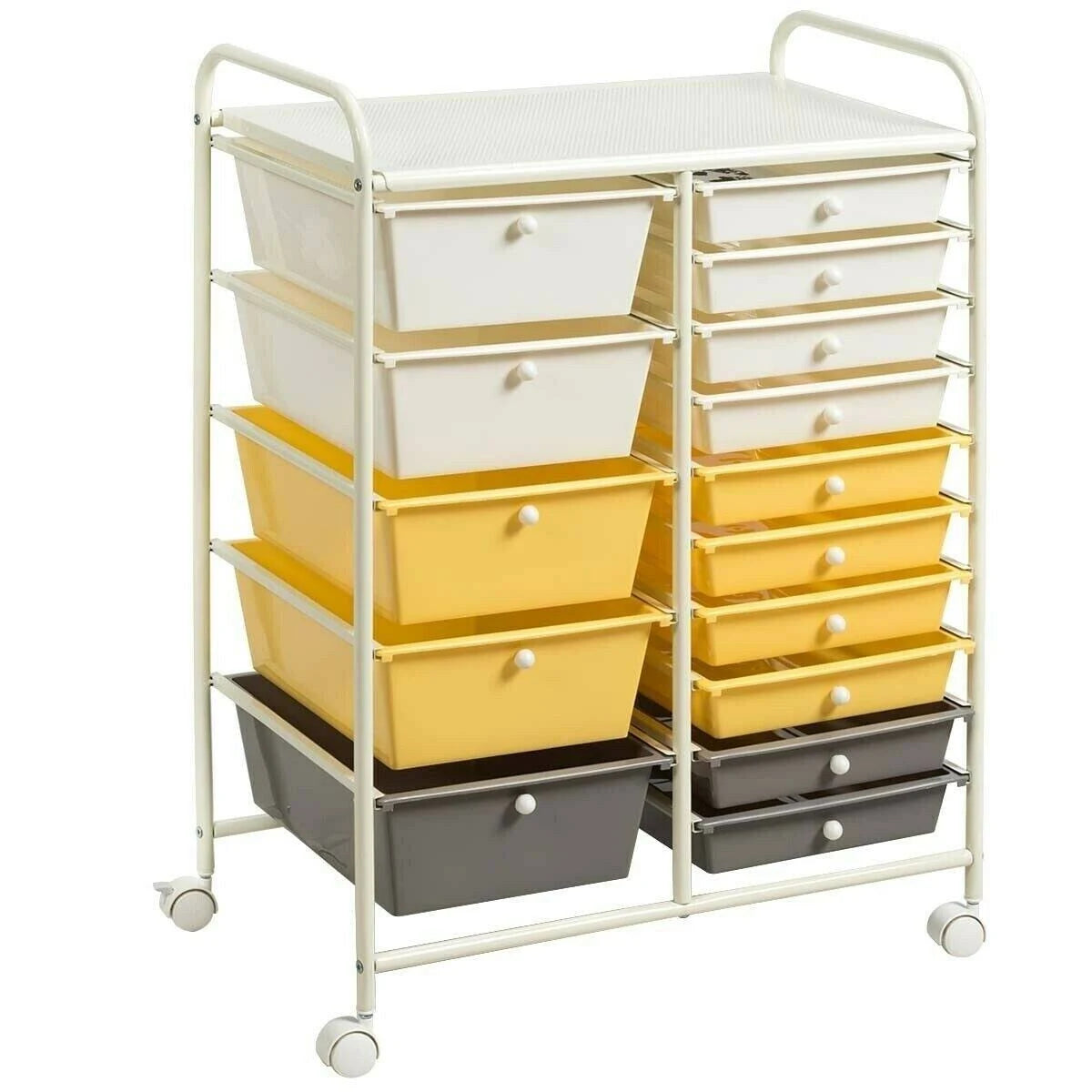 Yellow 15-Drawer Rolling Organizer Cart Y62158