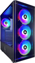 Black Mid Tower Gaming Case with 2 Tempered Glass Panels and 4 RGB Fans J1640