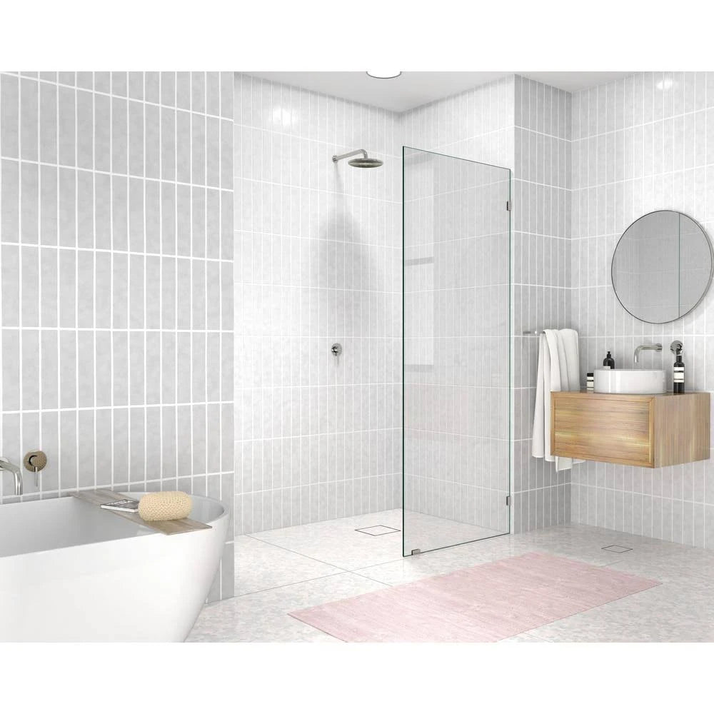 Frameless Shower Door Single Fixed Panel Brushed Nickel O435082