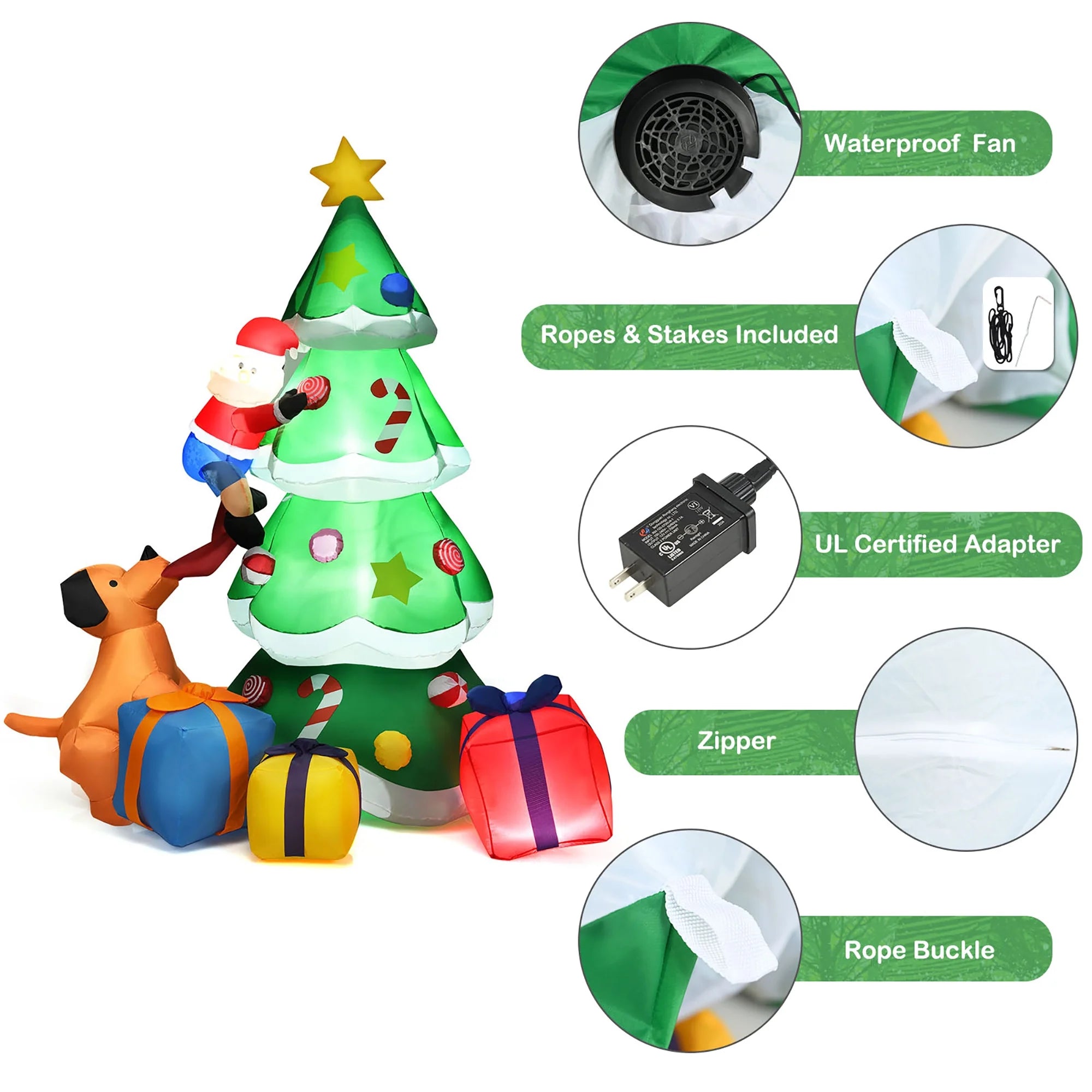 7 FT Inflatable Christmas Tree with LED Lights A9520
