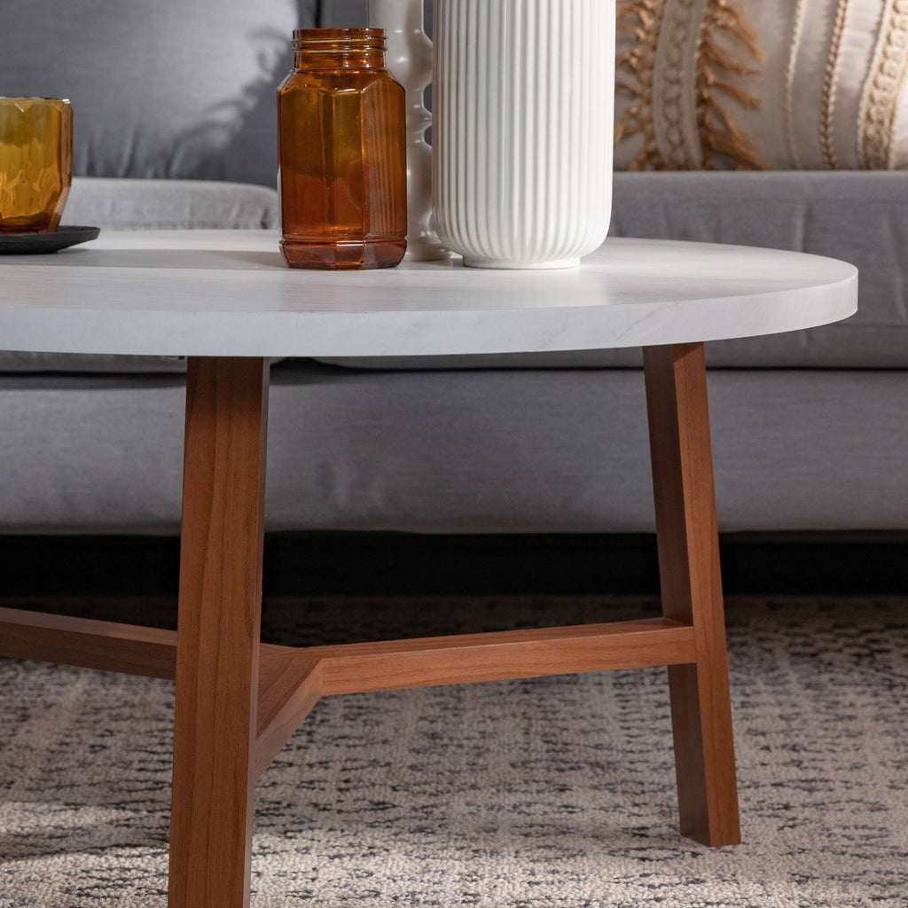 Round Faux Marble Top Coffee Table I391