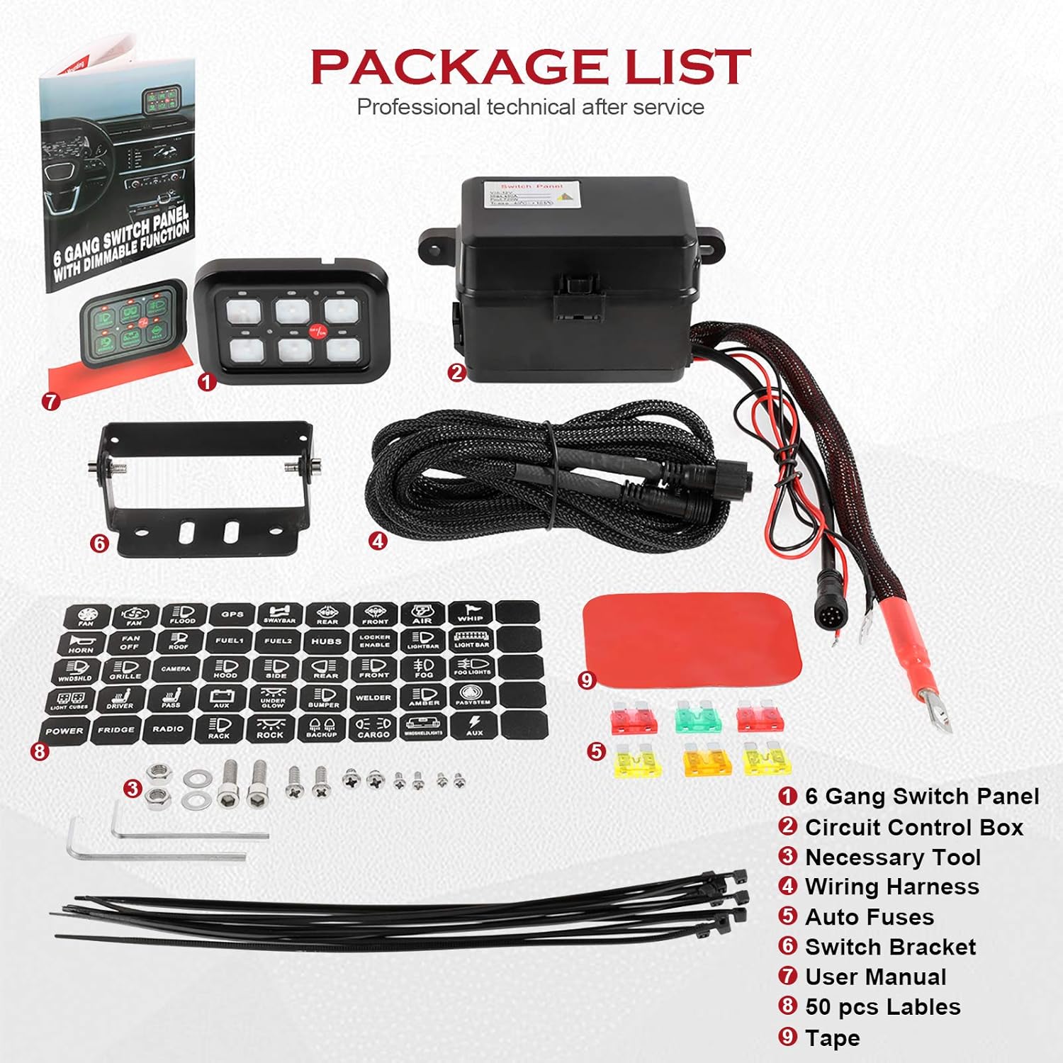 6 Gang Switch Panel for Car Truck ATV UTV Boat L6144