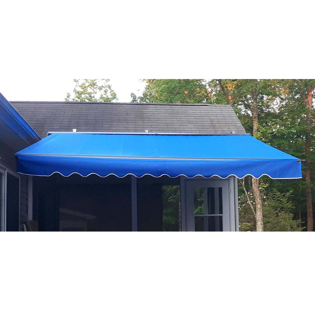 13 x 10 ft. Black Frame Retractable Patio Canopy Awning Blue P874843