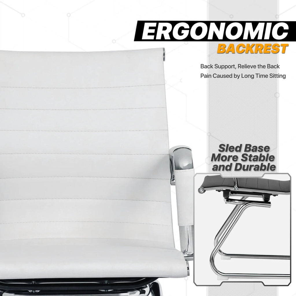 White PU Leather Mid Back Office Chair A54729