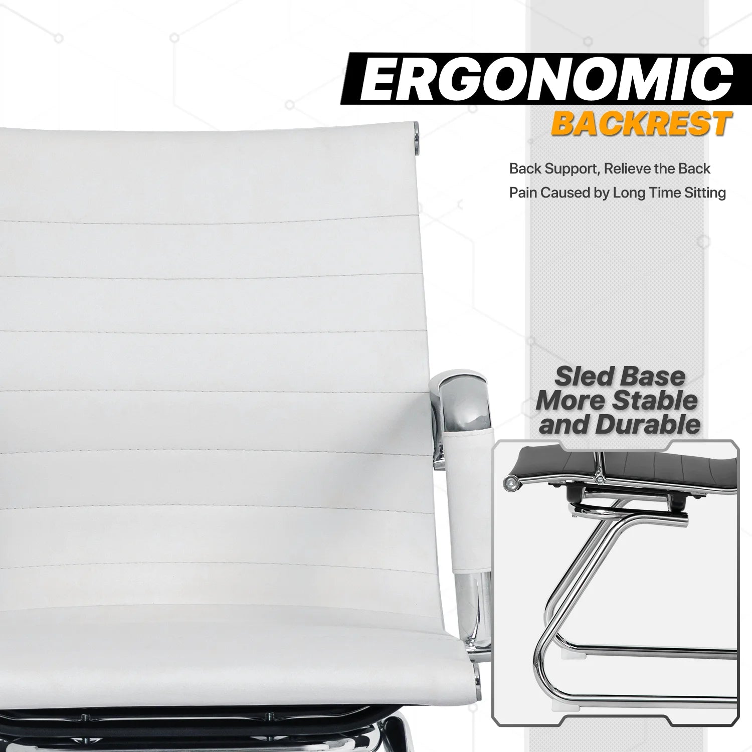 White PU Leather Mid Back Office Chair A54729
