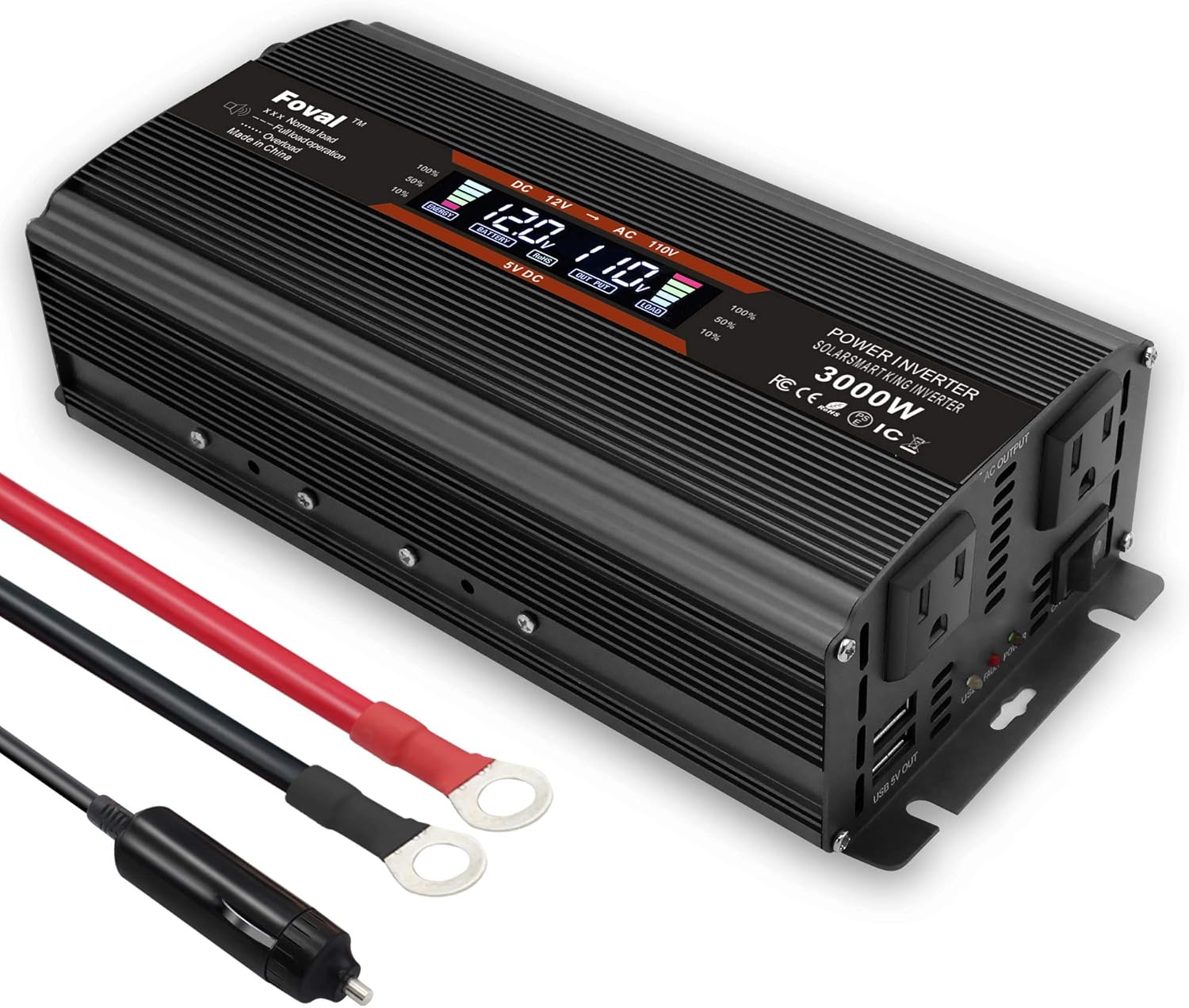 1500W Power Inverter Dual AC Outlets Dual USB DC 24V to 110V AC Car Inverter with Digital Display Z1953