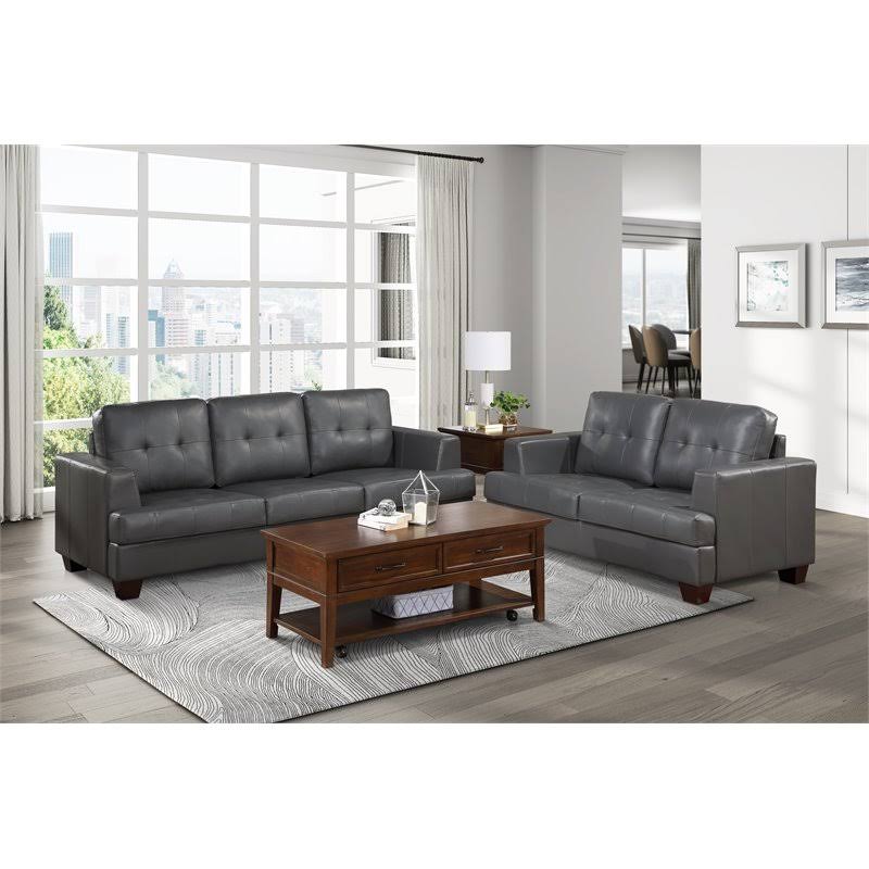 Faux Leather Loveseat in Gray J60546