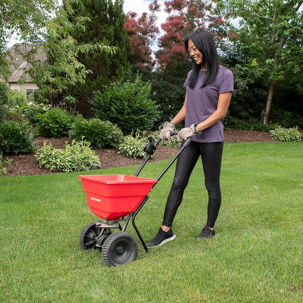 80 LBS Walk Behind Commercial Broadcast Spreader with 10-inch Poly Tires D1254