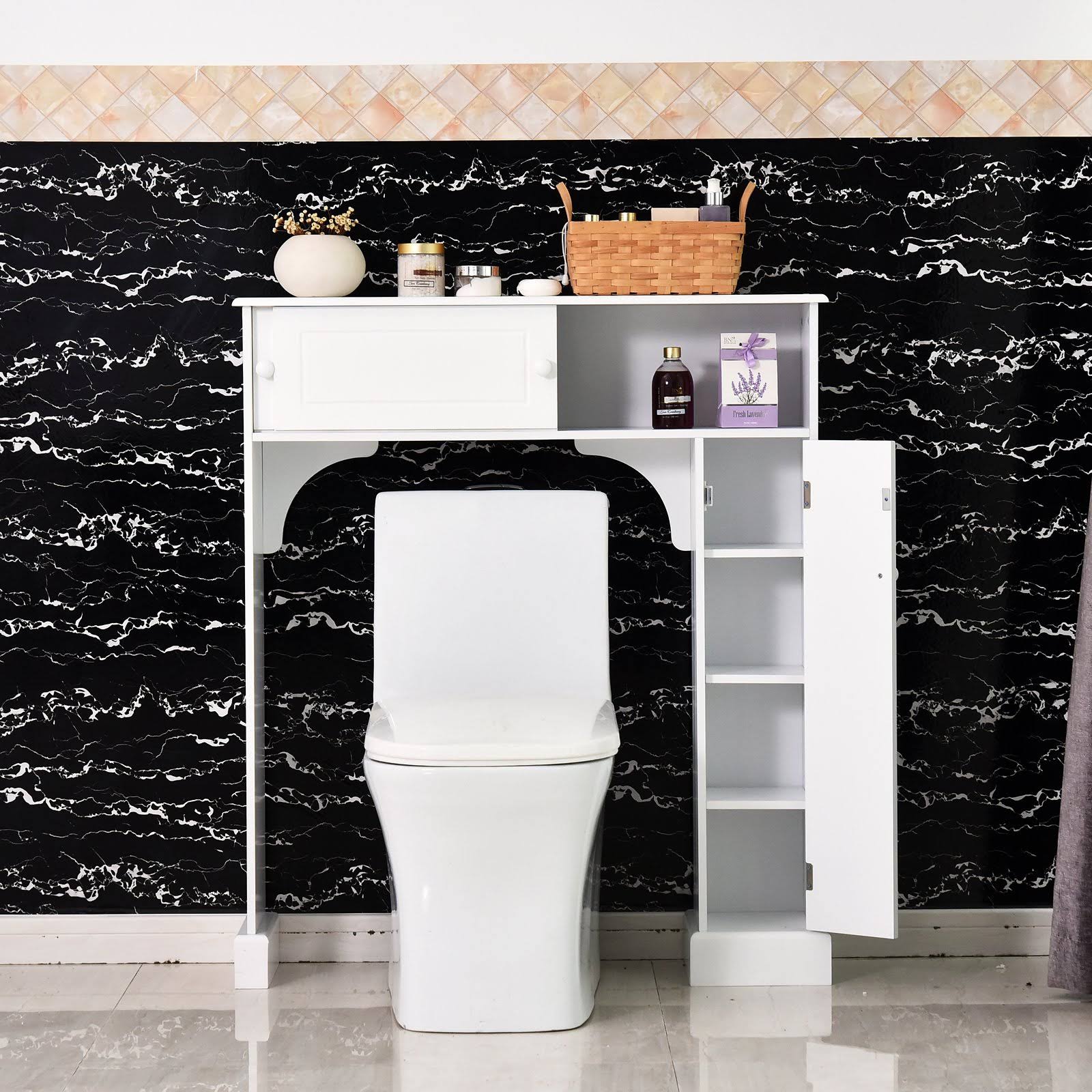 White Freestanding Over Toilet Bathroom Storage Cabinet M4592
