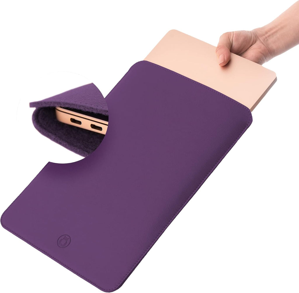 Thin Leather Laptop Sleeve, 13 Inch Suede Padded (Brown) V64472