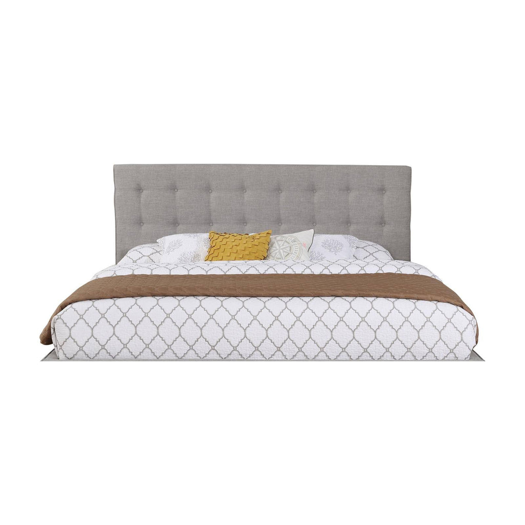King Sized Gray Linen Panel Headboard D18754