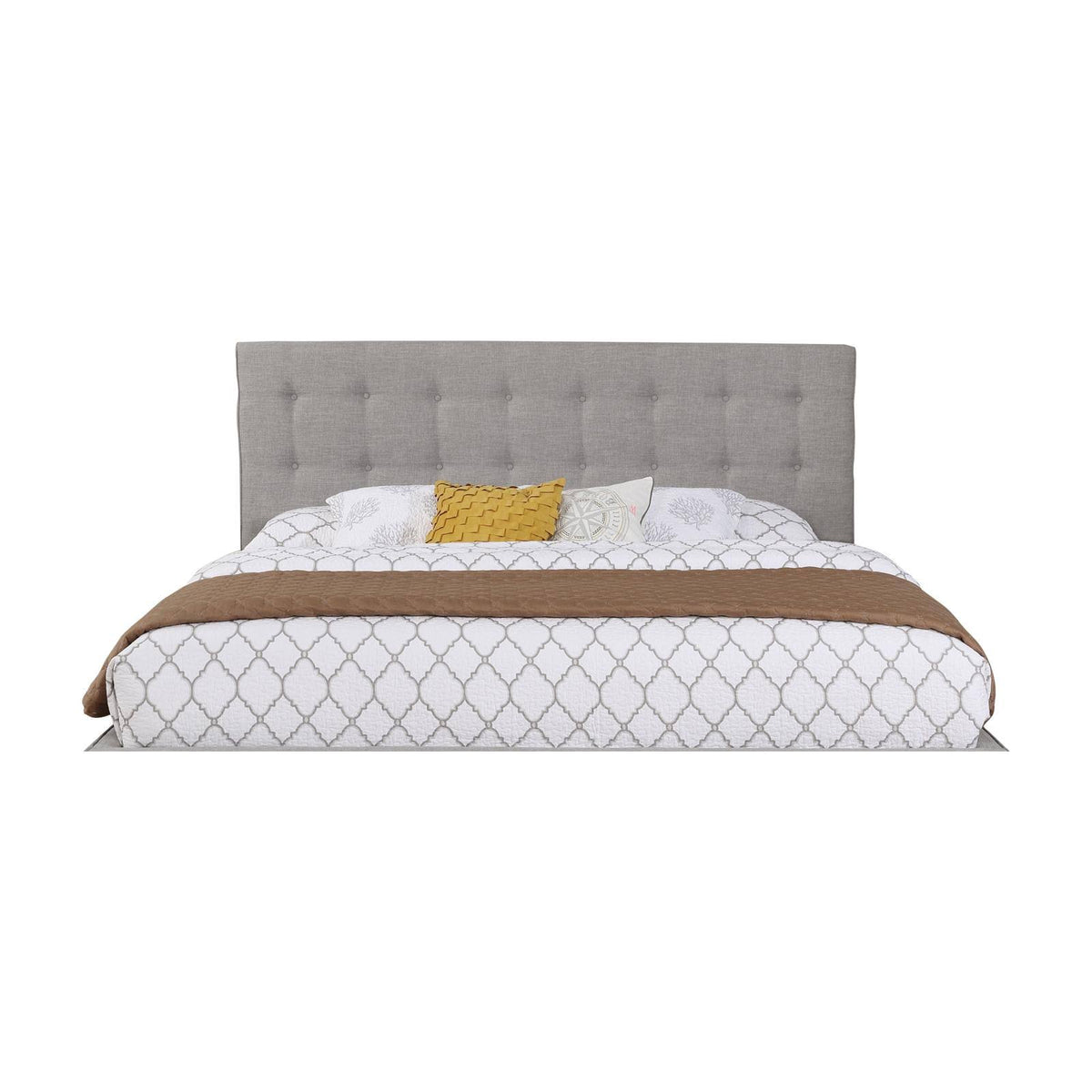 King Sized Gray Linen Panel Headboard D18754