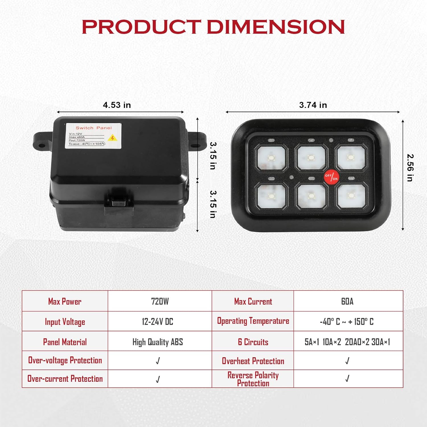 6 Gang Switch Panel for Car Truck ATV UTV Boat L6144