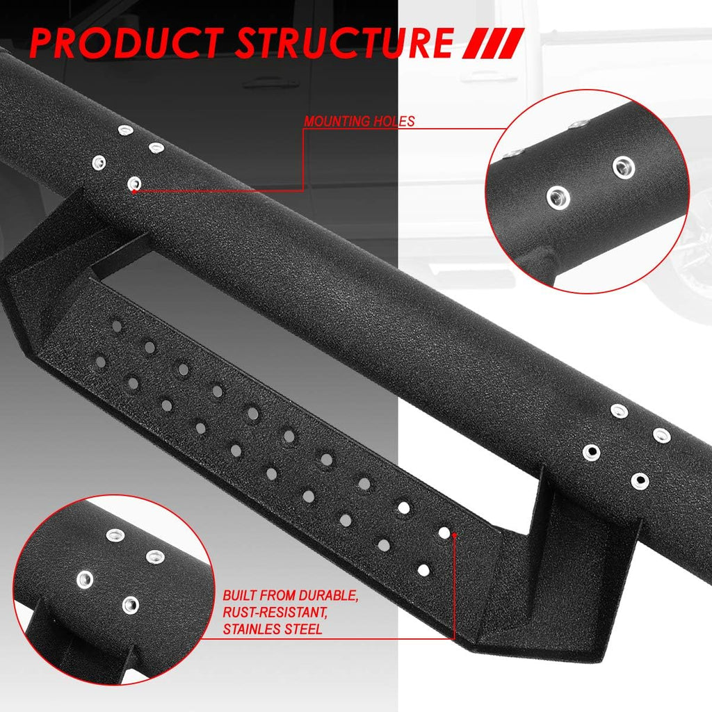 Black Powder Coated Stainless Steel Drop Side Step Bar Running Boards J847216