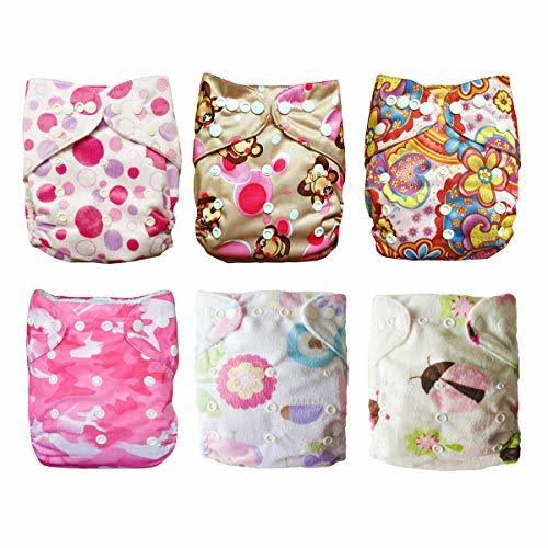 6pcs Reusable Washable Pocket Cloth Diapers S41278