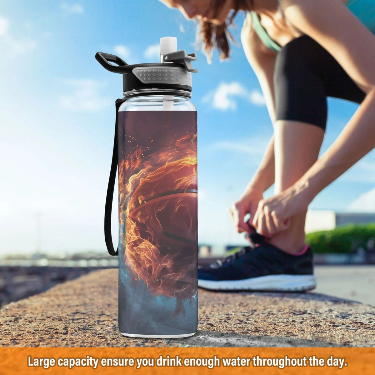 32oz Tritan Leakproof Clear Sports Water Bottle N244728
