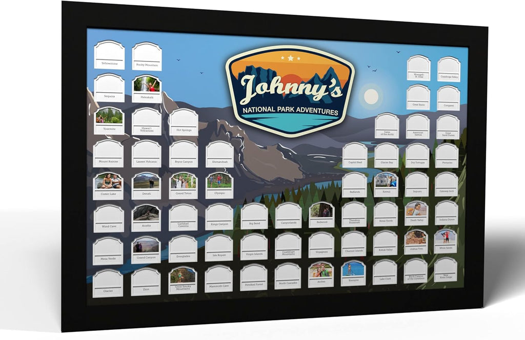 Personalized USA National Parks Photo Map (White Frame) Q561