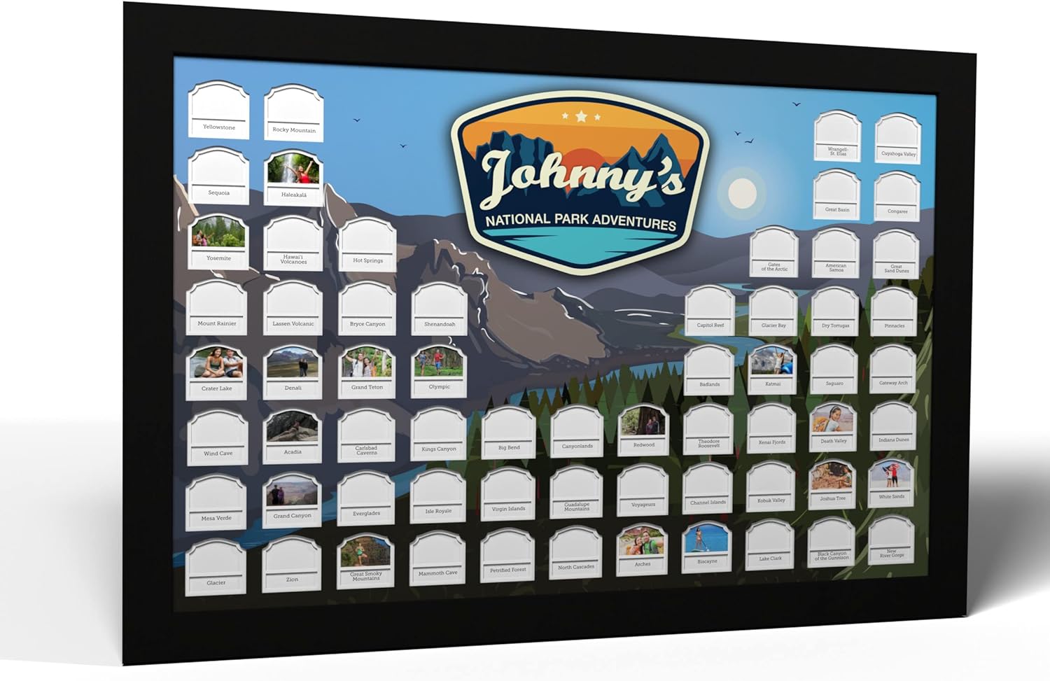 Personalized USA National Parks Photo Map (White Frame) Q561