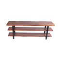 Brown and Black Mango Wood and Iron Console Table with Three Shelves J2441