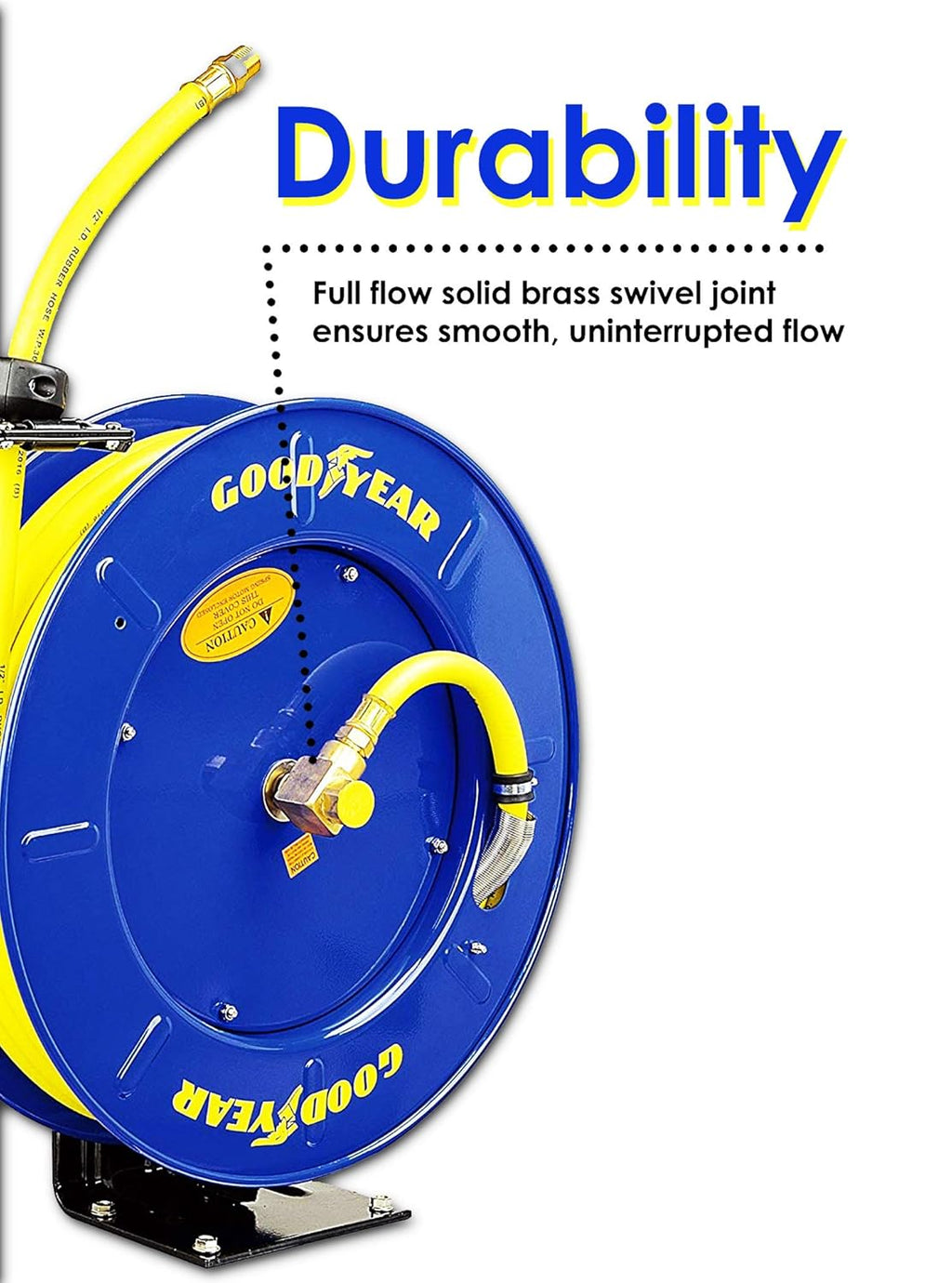 Retractable 1/2" x 65' SBR Rubber Air Hose Reel, 300PSI Steel Single Arm X81016
