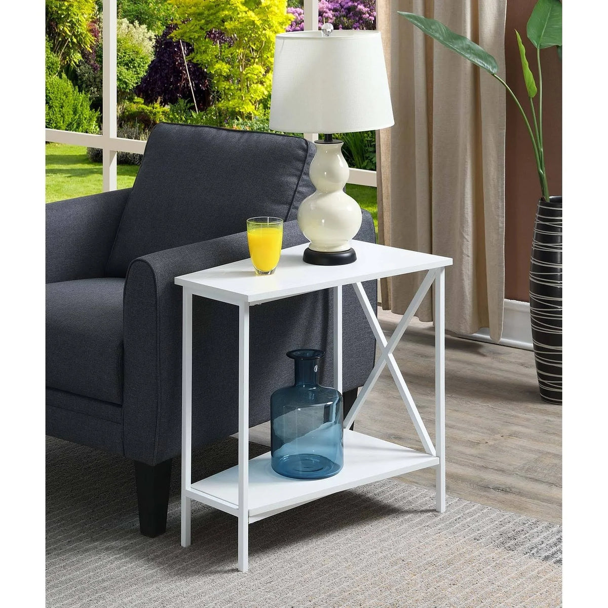 White Wedge End Table K835